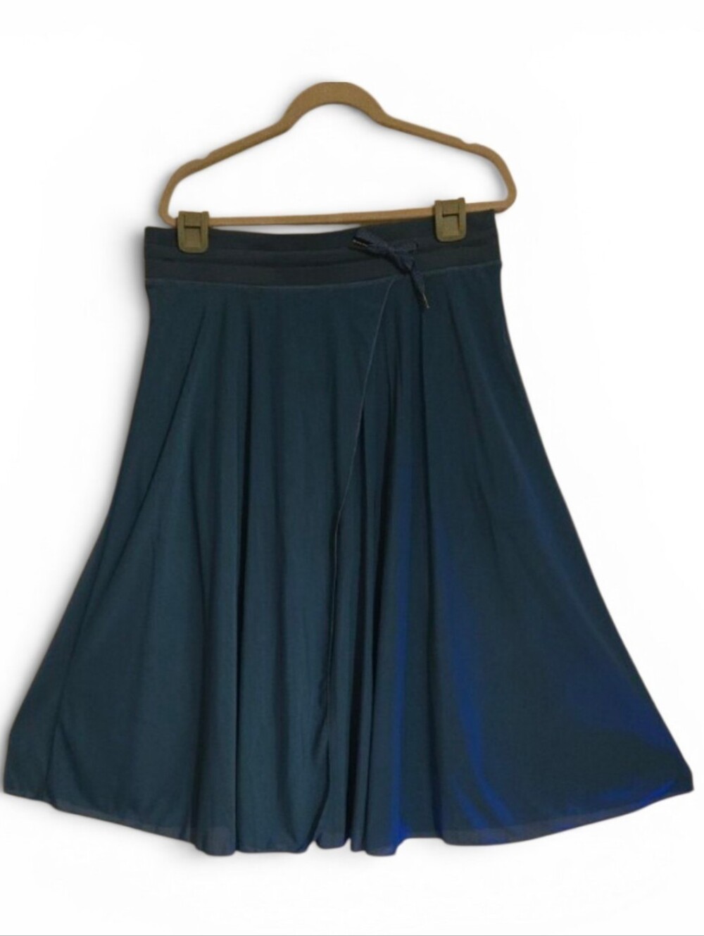 Blue Womens Pleated Faux Wrap Skirt